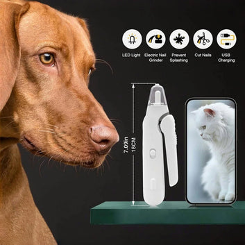 Professional Pet Nail Grinder & Clipper – Quiet Grooming Tool with Dual LED Lights
